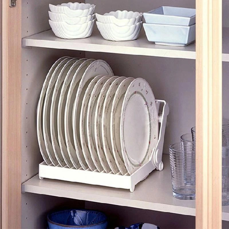 Foldable Dish Drying Rack – Compact Plastic Plate Drainer & Kitchen Organizer