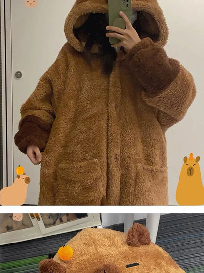 Soft Cute Animals Shape Blanket Pajamas Unisex For Adult Coral Velvet Warm Cosplay Loose  Pajamas Pants Home Wear