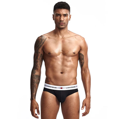 3pcs Men's Pure Cotton Low Waist Elastic Sexy Loose Breathable Youth Pant Headband Underwear Summer Cotton Briefs