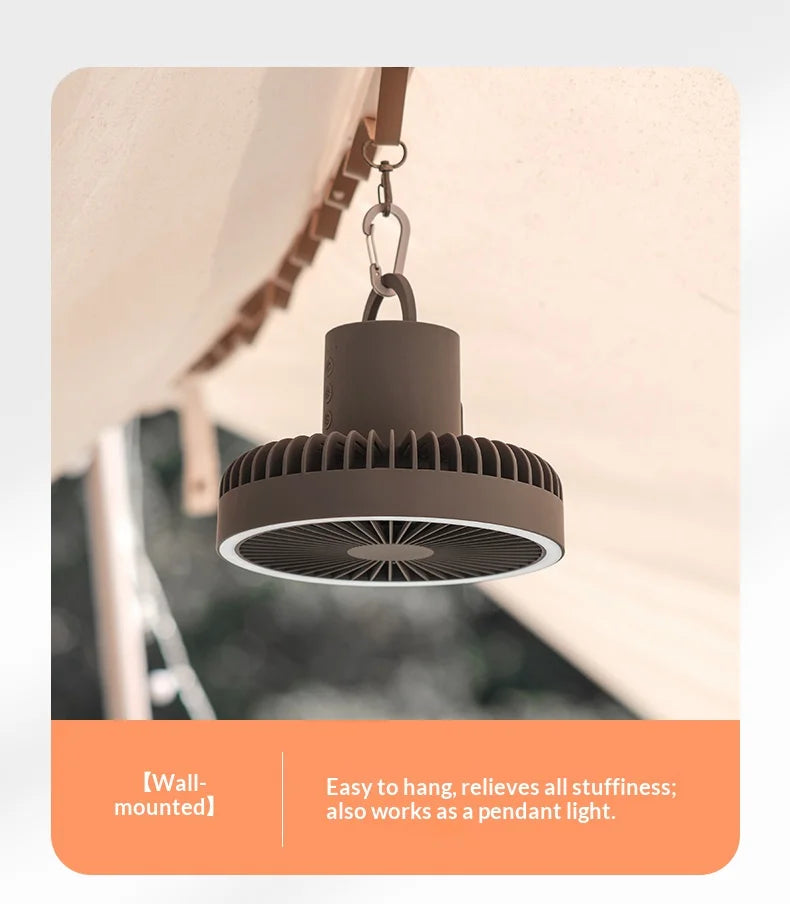 HOMEFISH Portable Rechargeable Camping Fan 4000mAh 10000mAh Wireless Ceiling Desktop Fan with Power Bank LED Light
