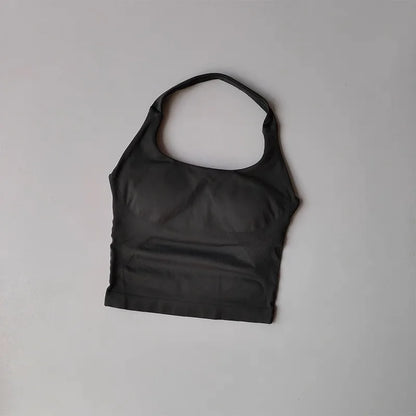 2PCs Peach High Waist Belly Hip Lifting Sports Bras Shorts Suit Gathering Shock-proof Neck Halter Yoga Suit Running Fitness Set