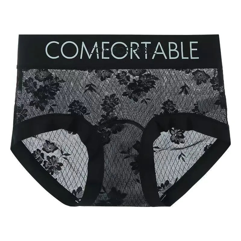 Seamless Women Panties Lace Alphabet Fashion Hip Lift Slightly Tummy Tightening Simple Lengthening Silk Crotch