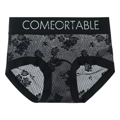 Seamless Women Panties Lace Alphabet Fashion Hip Lift Slightly Tummy Tightening Simple Lengthening Silk Crotch