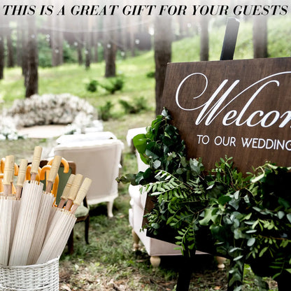 60/84cm Wedding Paper Umbrellas Chinese Wooden handle White DIY  Rustic Photography Props for Baby Shower Party Wedding