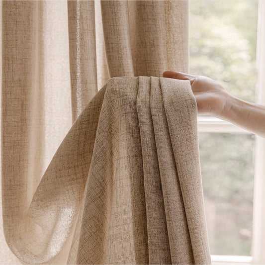 Blackout Curtain - Modern Linen Breathable Drapes for Living Room & Bedroom Heat Insulating