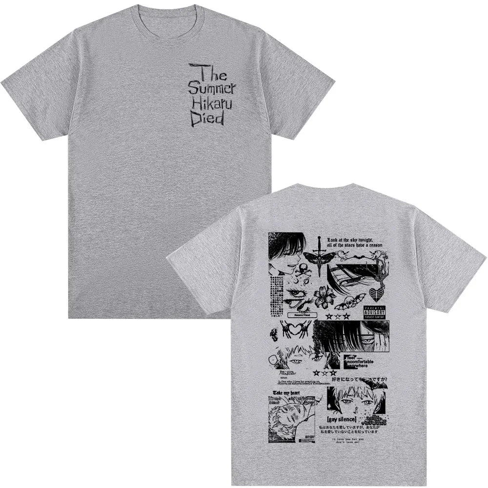 Anime The Summer Hikaru Died Hikaru Yoshiki Manga Short Sleeve T-shirts Men Women Fashion Cotton Casual Oversized T Shirt Couple