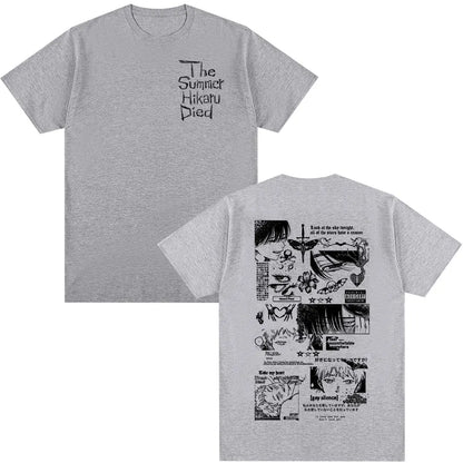 Anime The Summer Hikaru Died Hikaru Yoshiki Manga Short Sleeve T-shirts Men Women Fashion Cotton Casual Oversized T Shirt Couple