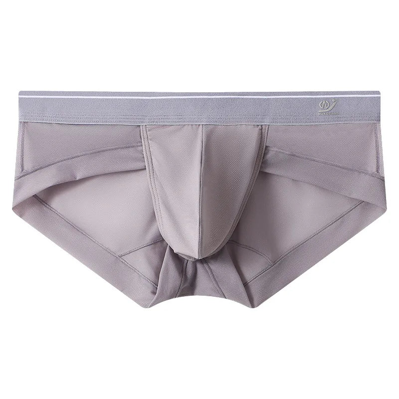 Sexy Men's boxer Ice screen hole cueca large convex  breathable quick dry men's boxers solid color underpants men underwear new