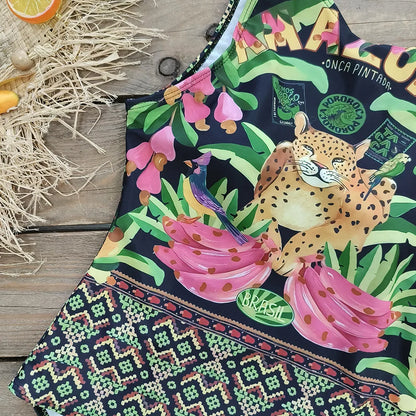 2026 New Printed One-piece Swimsuit Classic Printed Lace Up Swimsuit Women's Push Up Flower One-piece Suit Beach Wear For Female