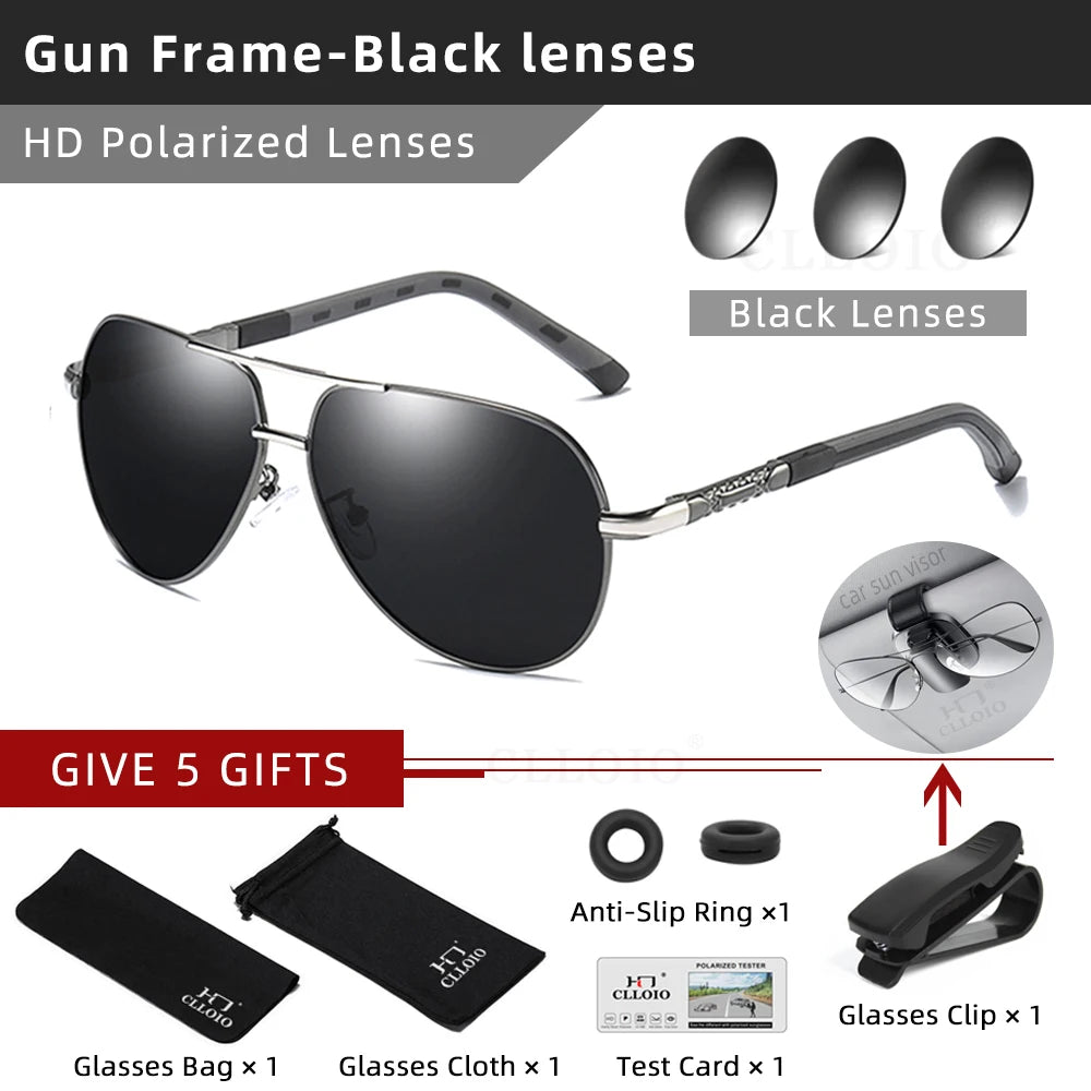 Polarized Pilot Sunglasses - Men's Driving Glasses with Aluminum Frame, UV400 Protection