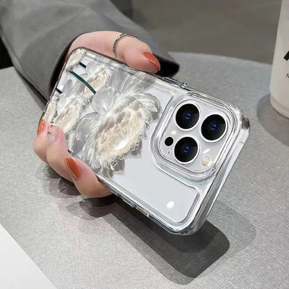 Case For Samsung Galaxy A56 5G A36 S25 Ultra S24 FE S23 S26 Case Samsung A16 A55 A54 A26 A35 White Lotus Floral Clear Phone Case