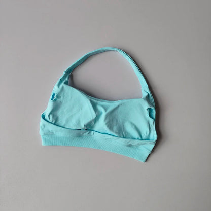 Padded Sports Bra - Shockproof Seamless Workout Bra With Halter Straps, Medium Support