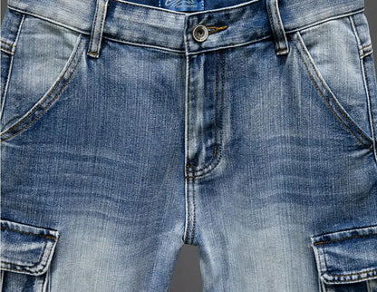 Denim Shorts Men – Casual Summer Knee Length Jean Shorts with Multiple Pockets