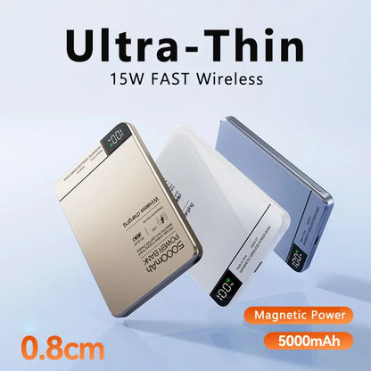 Wireless Fast Charger For Magsafe Magnetic Power Bank Portable External Auxiliary Battery Pack for Apple Xiaomi iPhone 16 15 14
