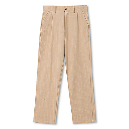 Linen Casual Pants - Men’s Striped Straight-Leg Breathable Loose Trousers for Spring