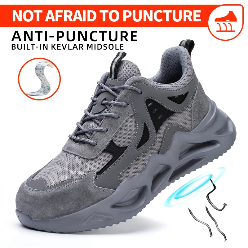 Men's Steel Toe Safety Shoes Anti-Smash Anti-Puncture Lightweight Breathable Industrial Work Shoes Lightweight Breathable Men's Safety Shoes Steel Toe Anti-Slip Sport-Style Industrial Work Shoes