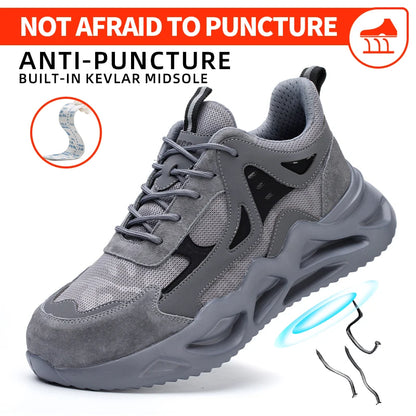 Men's Steel Toe Safety Shoes Anti-Smash Anti-Puncture Lightweight Breathable Industrial Work Shoes Lightweight Breathable Men's Safety Shoes Steel Toe Anti-Slip Sport-Style Industrial Work Shoes
