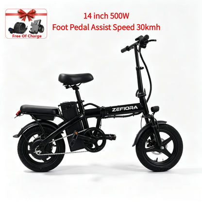 Adult 500W 48V Electric Bike, 14" Aluminum Alloy Ebike for Urban City Cycling Men Women, UL2849 Certified, Free Local Shipping