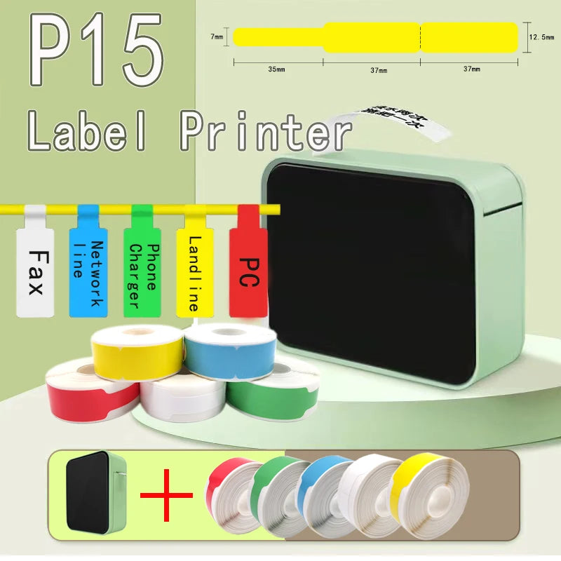 P15 Network Cable Label Printer Mini Wireless Bluetooth Labeling Machine similar as D110 Handheld Printer  Thermal  Price Label