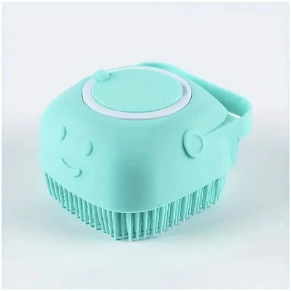 Soft Dog Bath Brush with Shampoo Dispenser - Gentle Cat Grooming Tool