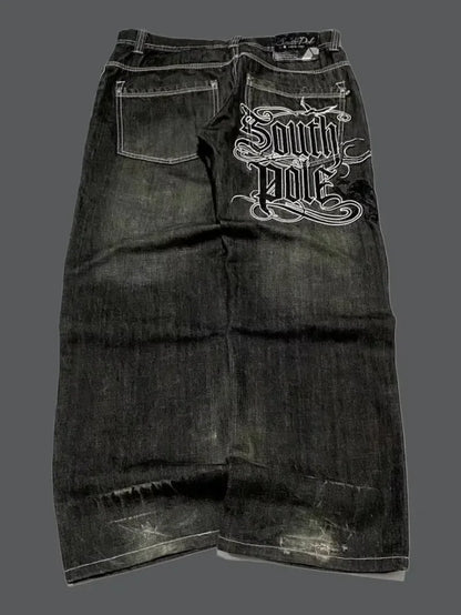 American Street Fashion Trend Big Pocket Loose Jeans Women Harajuku Y2K New Hip Hop Vintage Oversized Jeans Unisex Mopping Jeans