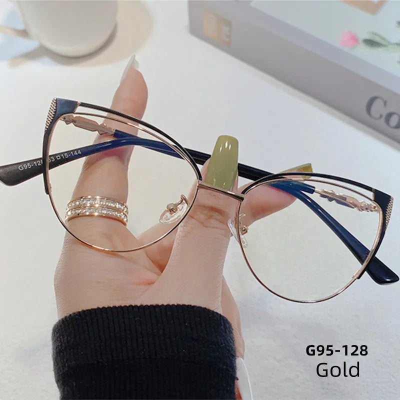 New Brand Design Retro Lady Cat Eye Frame Photochromic Anti Blue Light Computer Hyperopia Women Reading Glasses Degrees 0 to +6