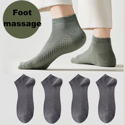 4 Pairs Men's Socks Classical Pure Cotton Antibacterial Deodorant Mesh Sweat Absorption Foot Massage Short Socks Sports Bussiess