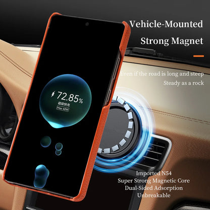 Magsafe Case Samsung - Genuine Cowhide Leather Magnetic Phone Protector for Galaxy S24 Ultra