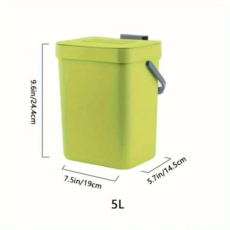 Hanging Small Trash Can with Lid - Under-Sink Food Waste Bin for Kitchen and Bathroom