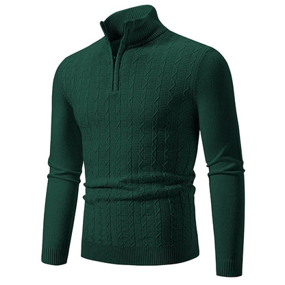 Autumn Winter New Men's Half Zipper Knitted Pullovers Fashion Slim Fit Sweater Men Casual Mock Neck Warm Knit Sweater Pullovers