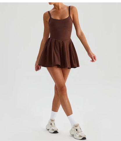 Women's Tennis Dress - Summer Sleeveless Breathable Workout Dress With Pockets