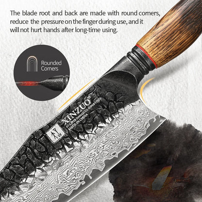 Damascus Knife Set - 67-Layer Steel with White Oak  Red G10 Handles 1-6 Pieces
