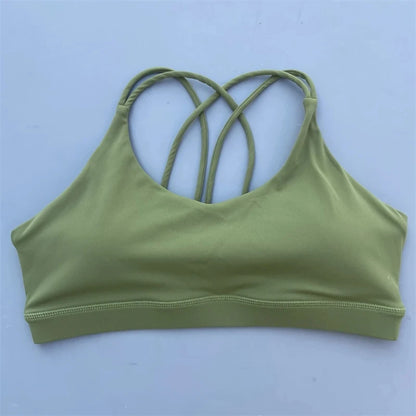 Women Fitness Bra - High Support Cross Back Sports Top With Chest Pad