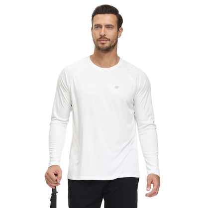 Men UPF 50+ Long Sleeve T-Shirt, Rash Guard Breathable Tops, Pullover Shirt for Sport Fishing Hiking Running Beach Surfing