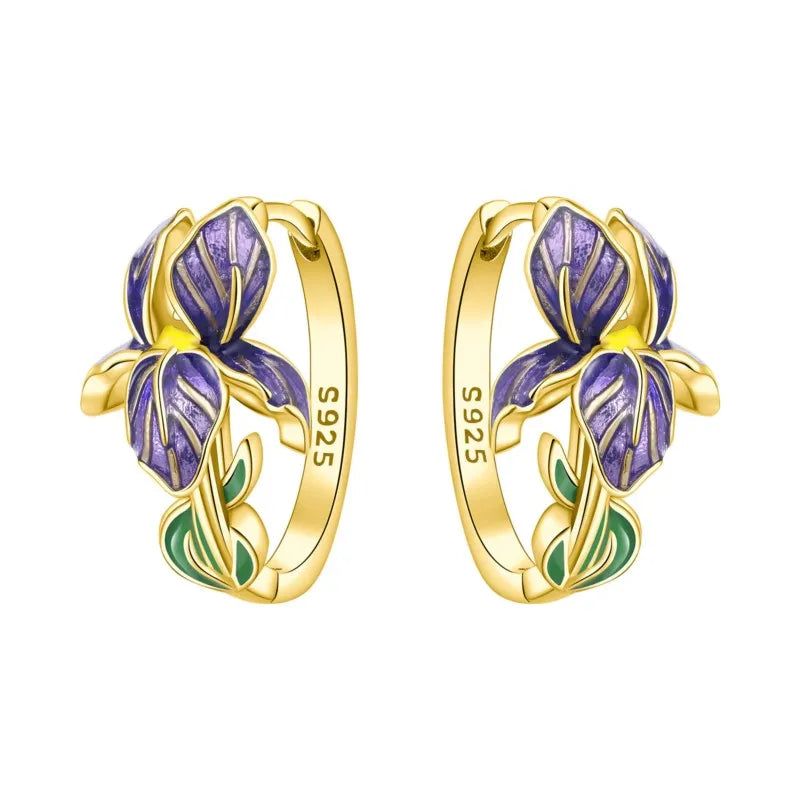 MISEFF Real 925 Sterling Silver Earring Gradual Change Green Blue Colored Zircon Hoop Earrings Engagement Wedding Jewelry Gifts