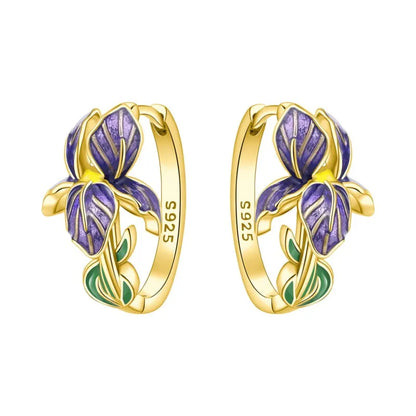 MISEFF Real 925 Sterling Silver Earring Gradual Change Green Blue Colored Zircon Hoop Earrings Engagement Wedding Jewelry Gifts