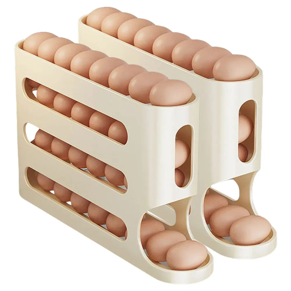 Automatic 4-Layer Egg Holder Rack - Fridge Egg Dispenser  Organizer