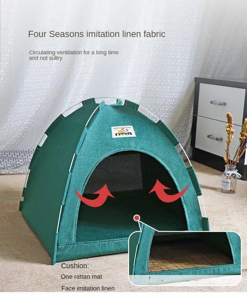 Foldable Cat House Pet Tent Four Seasons Universal Cat and Dog Pet Nest Summer Cool Mat Outdoor Portable Foldable Breathable
