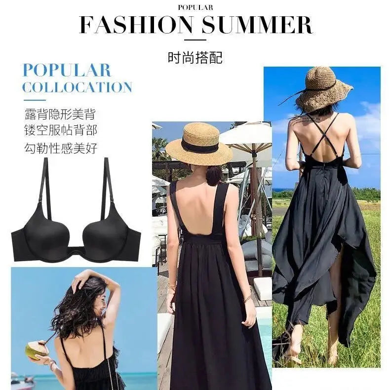 Sexy Invisible Seamless U-Back Bra | Push-Up Adhesive Silicone Cover for Wedding Dress,Backless Dress, Smooth Strapless Bralette