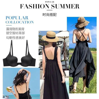 Sexy Invisible Seamless U-Back Bra | Push-Up Adhesive Silicone Cover for Wedding Dress,Backless Dress, Smooth Strapless Bralette