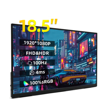 Portable 18 Inch Monitor - 1080P 100Hz IPS Display with HDR10 & 100% sRGB