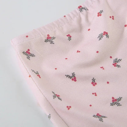 Women Two-pieces Pajamas Set Pink Floral Lace Patchwork Sleepwear Sleeveless Camisoles and Slim Cute Shorts Loungewear