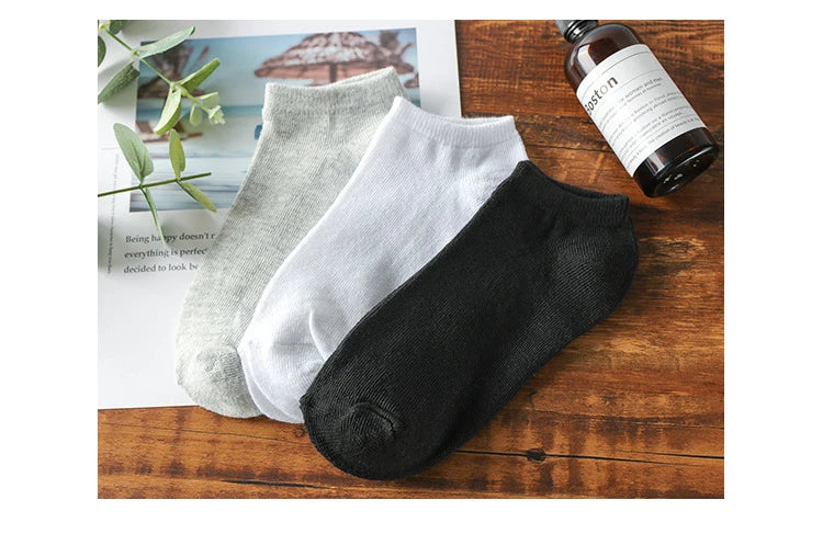 10/20/30 Pairs Men's Ankle Socks Solid Color Breathable Comfy Sweat-absorbing Boat Socks Casual Short Socks