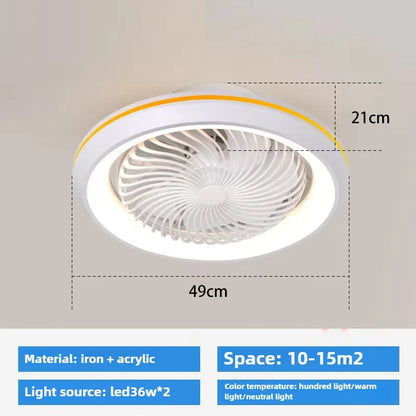 6-Speed Enclosed Circular Fan Light with Remote Control, Bedroom Fan Light, Living Room Bedroom Dining Room Ceiling Light