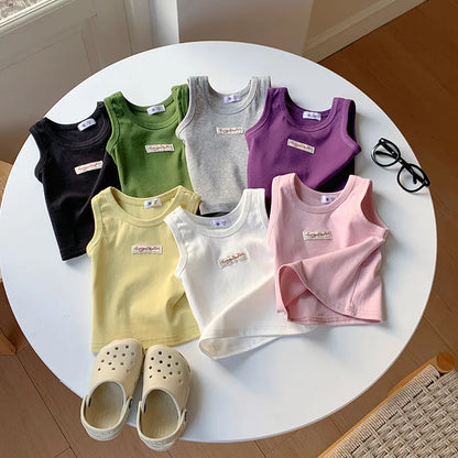 Kids Summer Clothes Sleeveless T-shirt Fashion Children T-shirt For Girls Boys Cotton Vest Tops