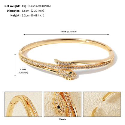 Europe and America Classic Snake Bracelet For Women Stainless Steel Zirconia Nail Bangle Trendy Jewelry Summer
