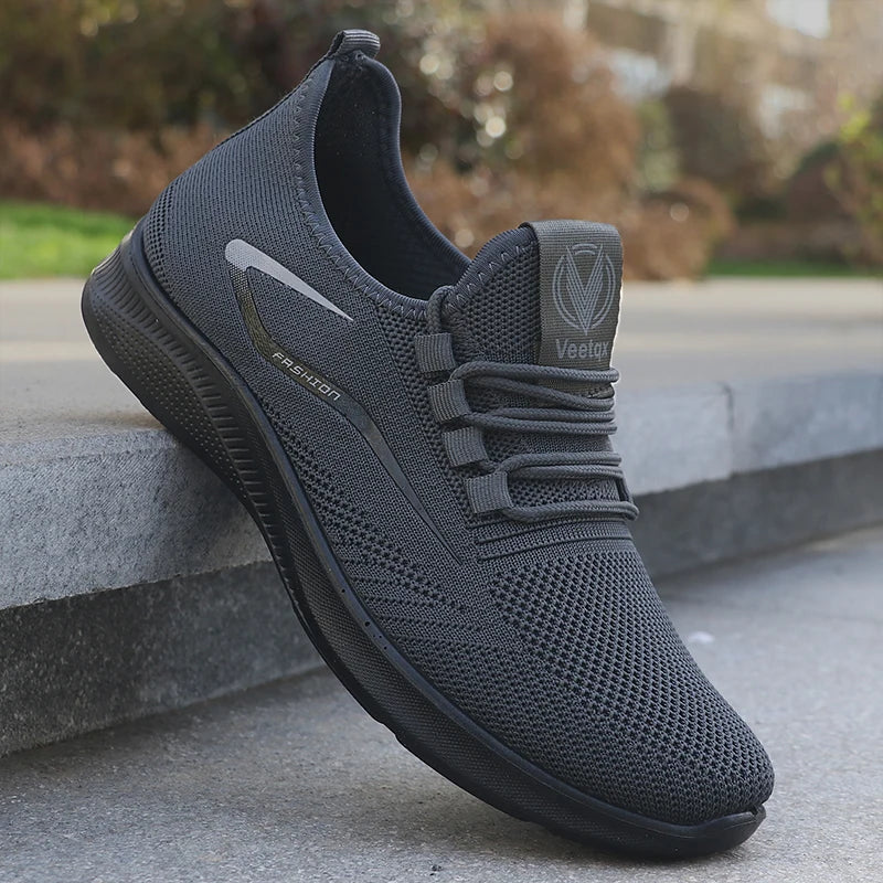Men's Solid Lace-Up Casual Shoes, Lightweight Outdoor Sports Shoes for Men's Fashionable Solid Casual Shoes Suitable for Leisure Walking Enthusiasts - Ideal for Lightweight, Breathable and Non-Slip, Suitable for Leisur