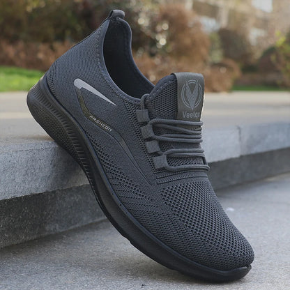 Men's Solid Lace-Up Casual Shoes, Lightweight Outdoor Sports Shoes for Men's Fashionable Solid Casual Shoes Suitable for Leisure Walking Enthusiasts - Ideal for Lightweight, Breathable and Non-Slip, Suitable for Leisur
