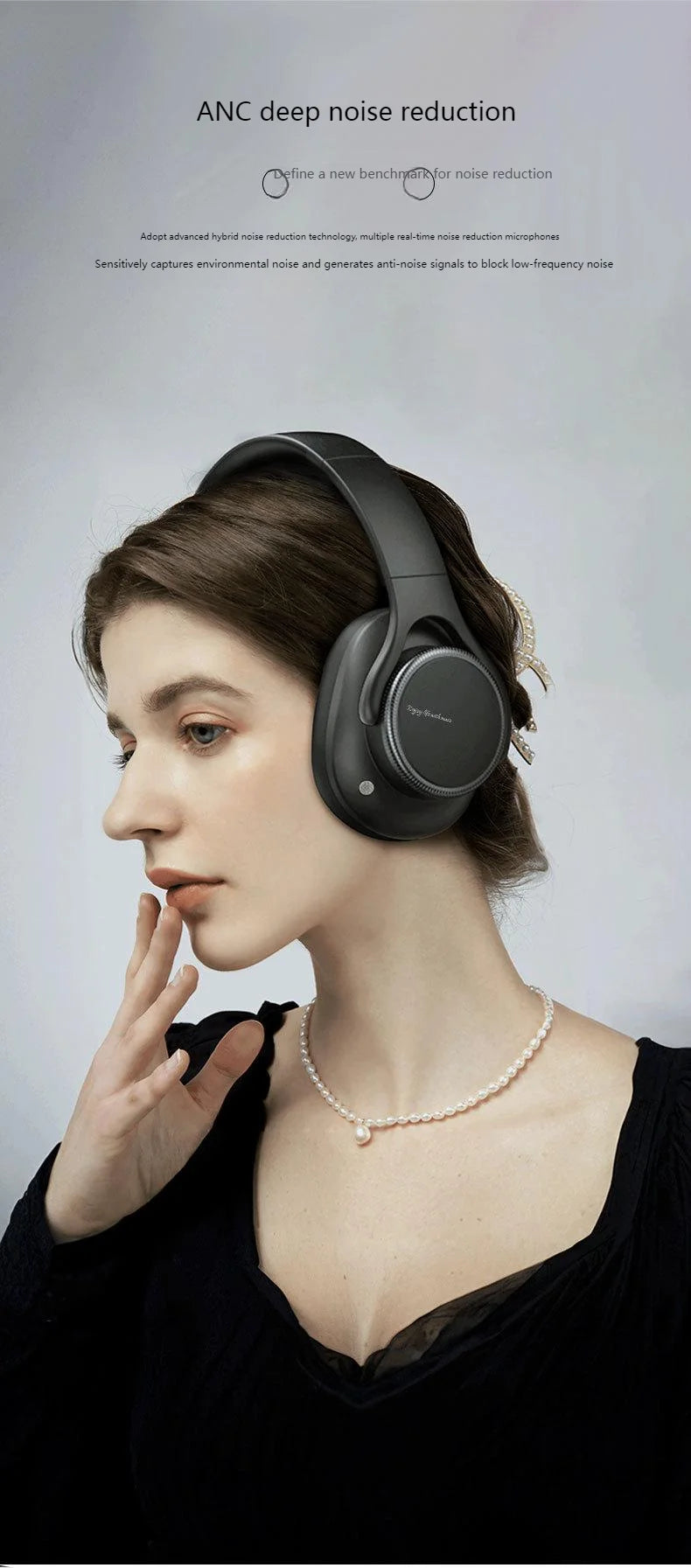 Rotary Volume Knob ANC Active Noise Cancelling Over-Ear Wireless Bluetooth6.0 Headphones Head Mounted Foldable Headset With Mic