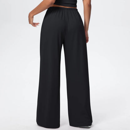 Breathable Solid Color Loose Yoga Pencil Pants Lifting Buttocks Sports Quick Drying Wide Leg Pants With Pockets Gym Yoga Pants